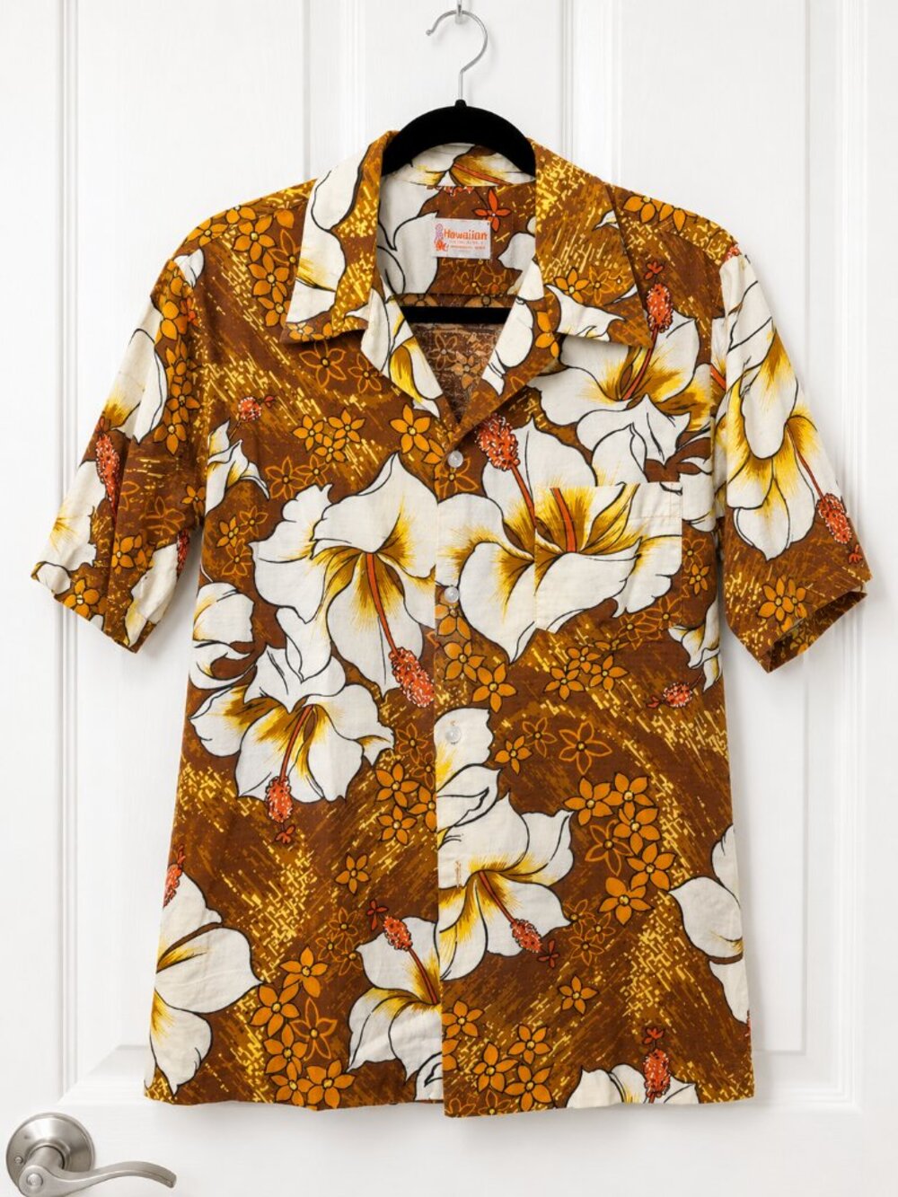 Vintage Pomare 70s Tahiti Hawaiian Aloha Shirt Men's Small Floral Made Hawaii